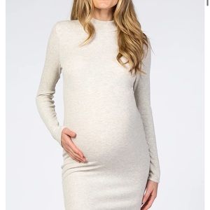 Pinkblush Heart & Hips Mock Turtleneck Ribbed Maternity Dress